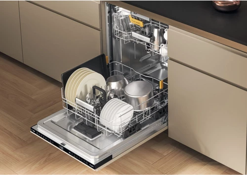 Enëlarëse plotësisht e integruar Whirlpool W8I HF58 TU, 14 vende, 60 cm, e zezë