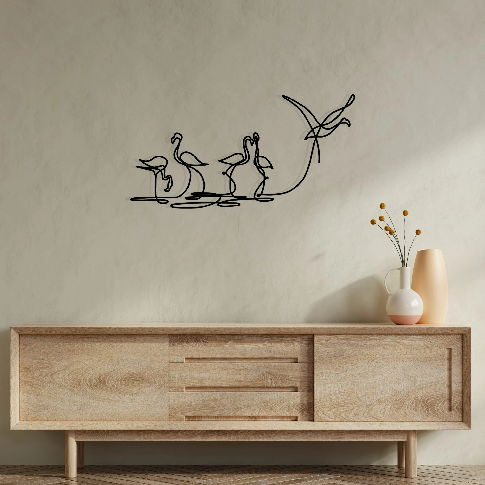 Aksesor dekorativ muri prej metali, flamingo, Wallity 316 S, ngjyrë e zezë, 10x15cm