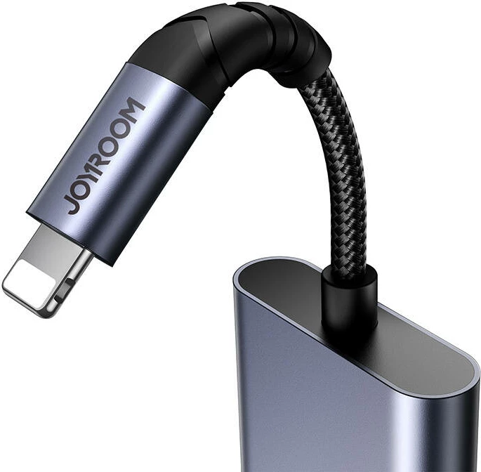 Adapter audio 2-në-1 Joyroom SY-L01, Lightning në 3.5mm + Lightning, argjend