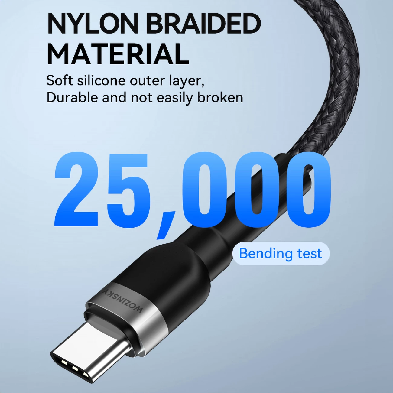Kabllo USB-C në USB-C Wozinsky WNBCC2, 2m, 65W, najlon, e zezë