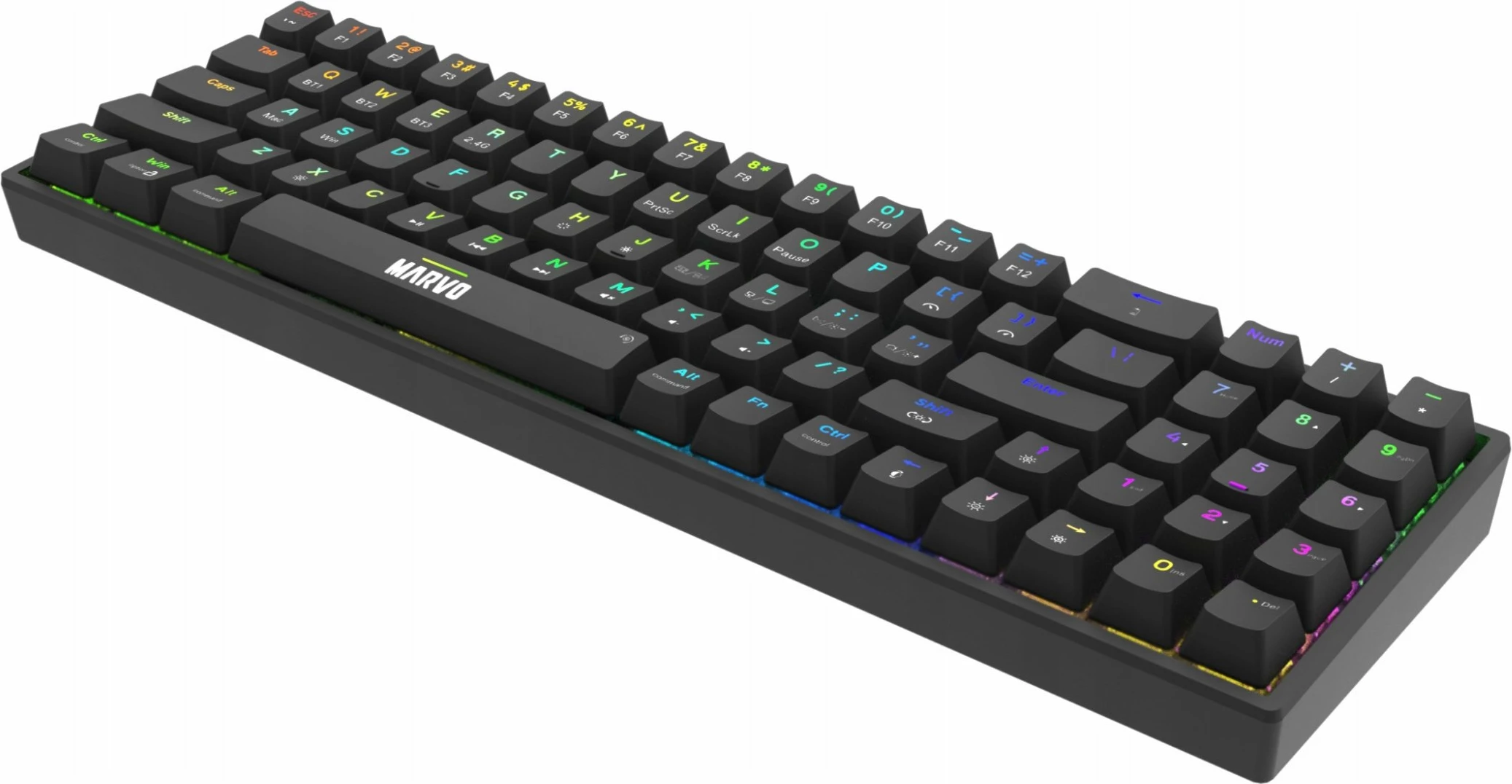 Tastierë mekanike Marvo Shogo 78W (KG956W) tri-mode 2.4G/Bluetooth/USB-C, 96%, RGB, Banana Crystal, e zezë