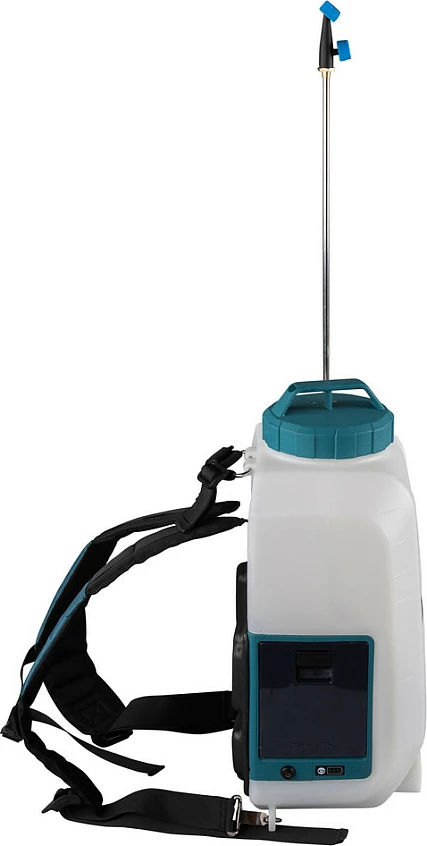 Spërkatës kopshti me bateri Makita DUS158Z, 18V, rezervuar 15L, spërkatës shpine, blu/bardhë