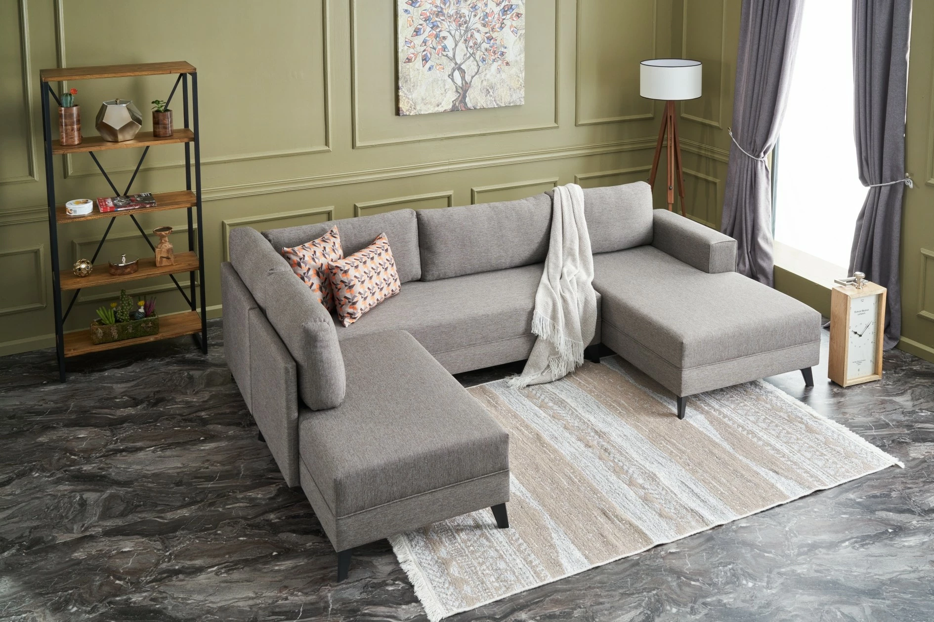 Kënd-sofë krevati Atelier del Sofa, Efsun, ngjyrë kafe