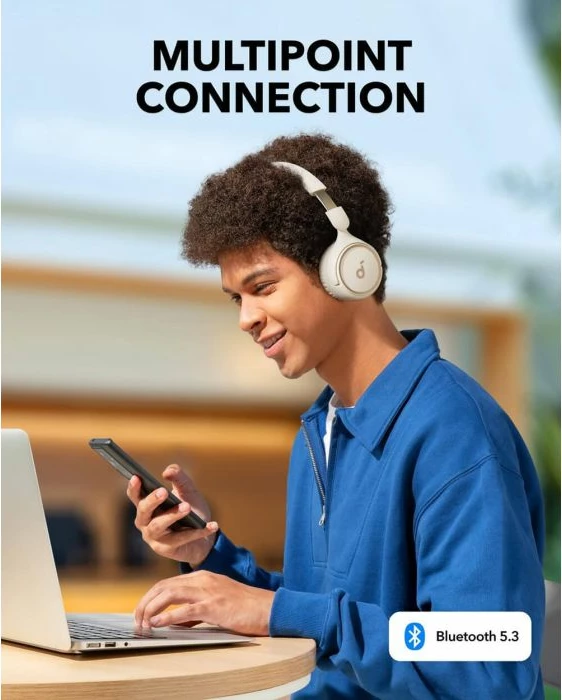 Kufje wireless Anker Soundcore H30i, Bluetooth 5.3, 70 orë bateri, 40 mm driver, të bardha