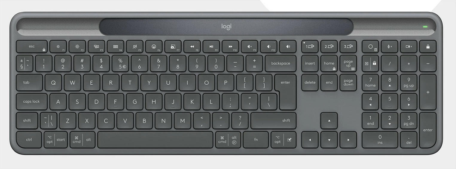 Tastierë Logitech Slim Solar+ for Business, Full-size, QWERTZ Gjerman, Wireless Bluetooth/RF, e zezë