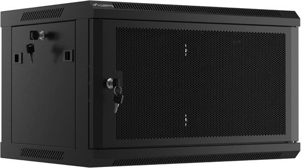 Kabinet muri për server Lanberg WF01-6406-23B, 6U, 19 inç, 600x450 mm, derë e përshkuar, e zezë, flat pack