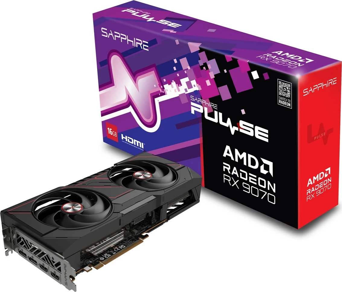 Kartelë grafike Sapphire PULSE Radeon RX 9070, 16 GB GDDR6, e zezë