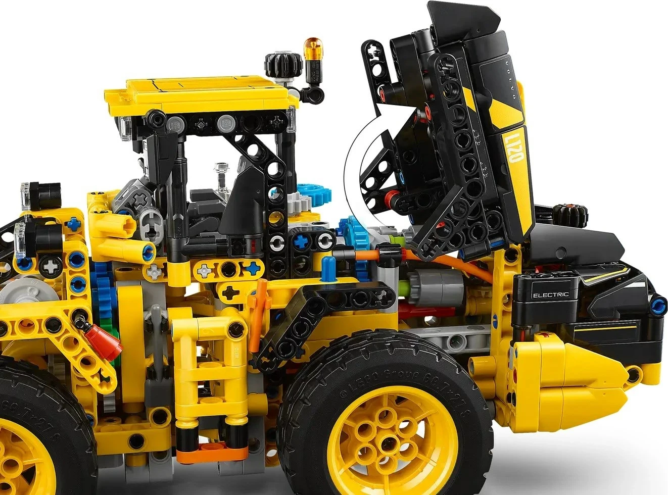 Set LEGO Technic Volvo L120 Electric Wheel Loader, 973 pjesë, për fëmijë 9+ vjeç, e verdhë/zezë