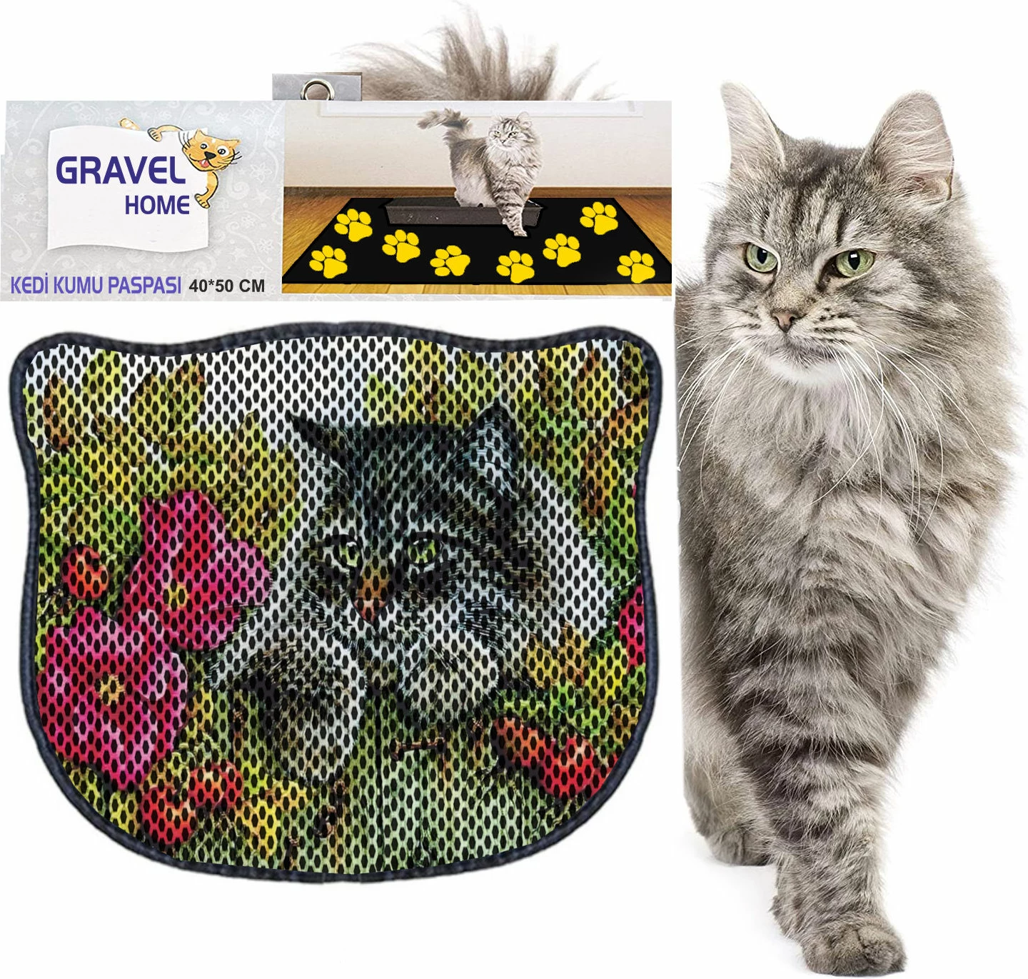 Tapet për rërë mace, shumëngjyrësh, Paws & Whiskers, Kdkafa0108, 40x50cm