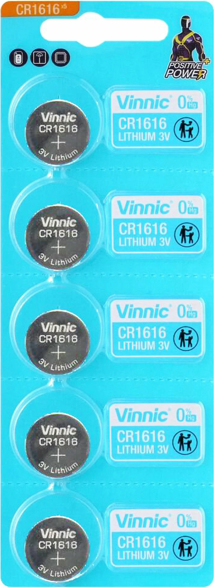 Bateri litiumi Vinnic CR1616 3V 55mAh, 5 copë