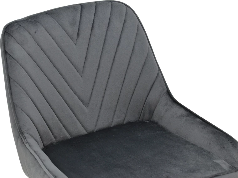 Karrige për bar Deppy, kadife antracit, metal i zi, 43x54x102cm, set prej 2 copash