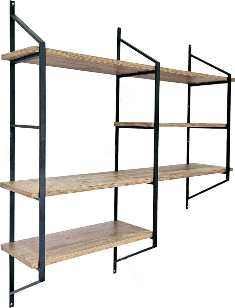 Raft muri Hanah Home, Raffy6, ngjyrë e zezë dhe Atlantic Pine, 120x120x28cm