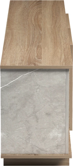 Komodë TV Zafore, ngjyrë sonoma, pamje mermeri gri-bezhë, 180x33x50cm