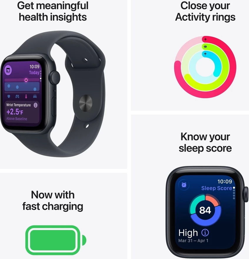 Apple Watch SE 3 44mm GPS Midnight S/M Midnight Sport Band