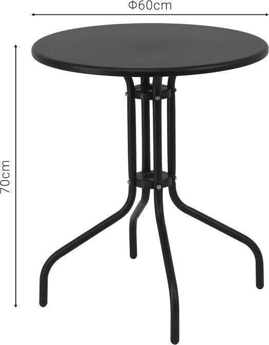 Tavolinë me karrige Vergo-Confidence set prej 3 metal ngjyrë e zezë D60x70cm