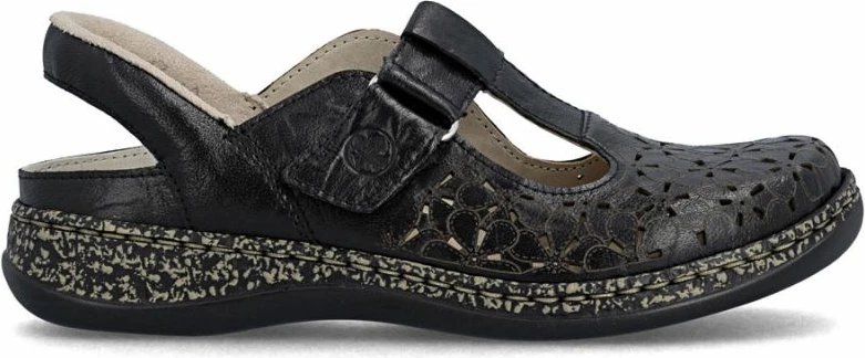 Sandale lëkure për femra Rieker 46397-00, të zeza