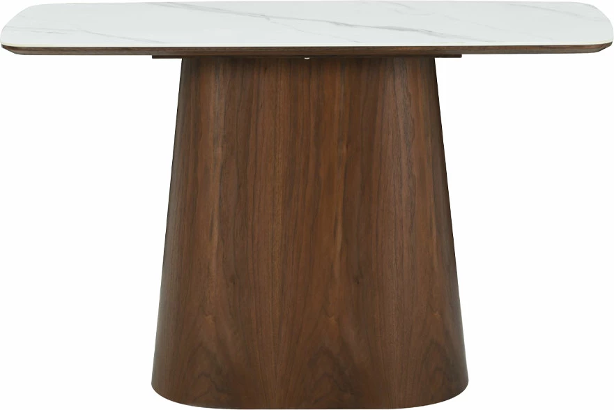 Konsol Totem, ngjyrë arre dhe e bardhë me model mermeri, 120x50x76cm