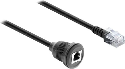 Kabllo DeLOCK RJ12 mashkull në RJ12 femër për montim, 0.5 m, e zezë