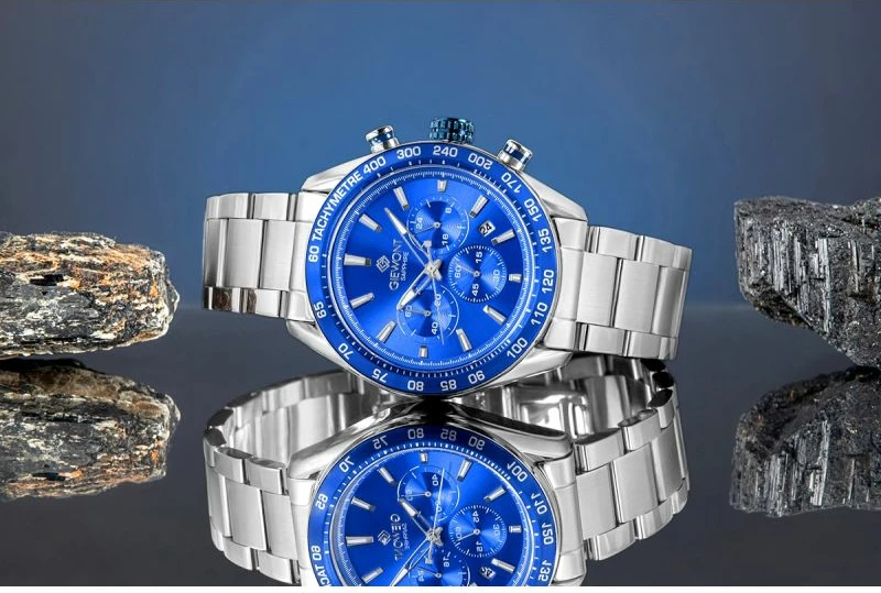 Orë dore meshkuj Giewont GW9580-B3, argjendtë/kaltër