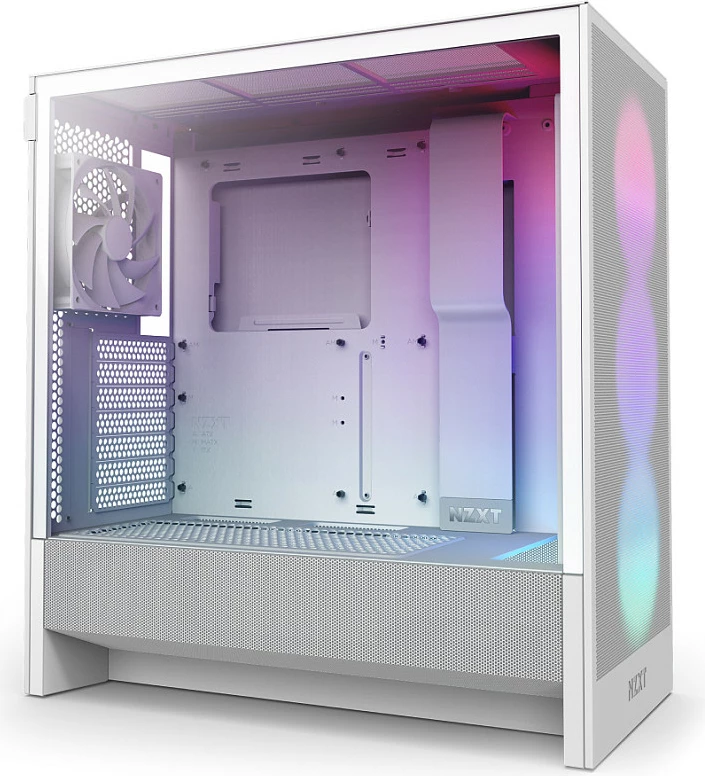 Kasë NZXT H5 Flow RGB, Midi Tower, ATX/EATX/micro ATX/Mini-ITX, xham i kalitur, RGB, e bardhë