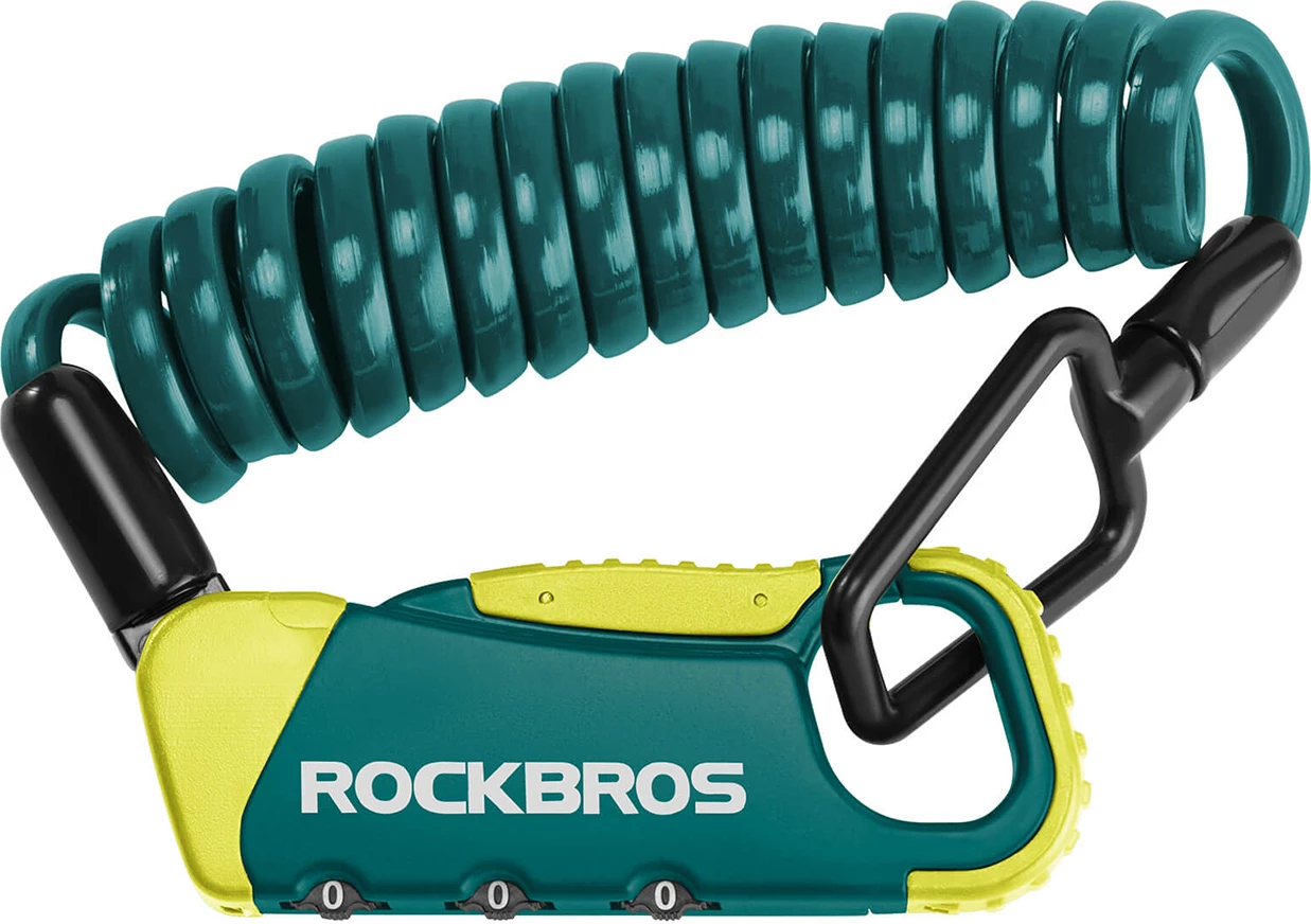 Bravë me kod për biçikletë Rockbros RBK6N kabllo spirale 120 cm turkeze