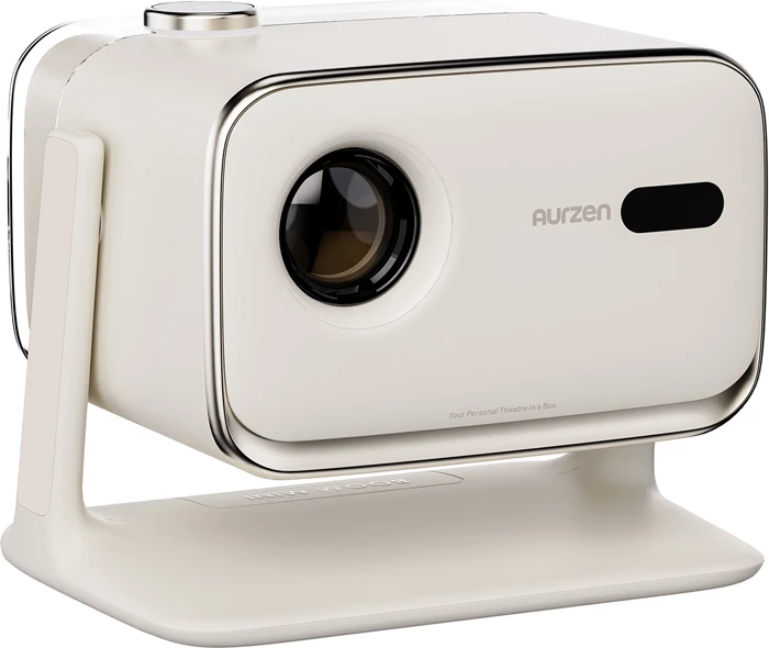 Projektor Aurzen Boom Mini Full HD 1080p, 500 ANSI, Google TV, Dolby Audio, i bardhë, set (projektor + telekomandë + adapter rryme + manual)