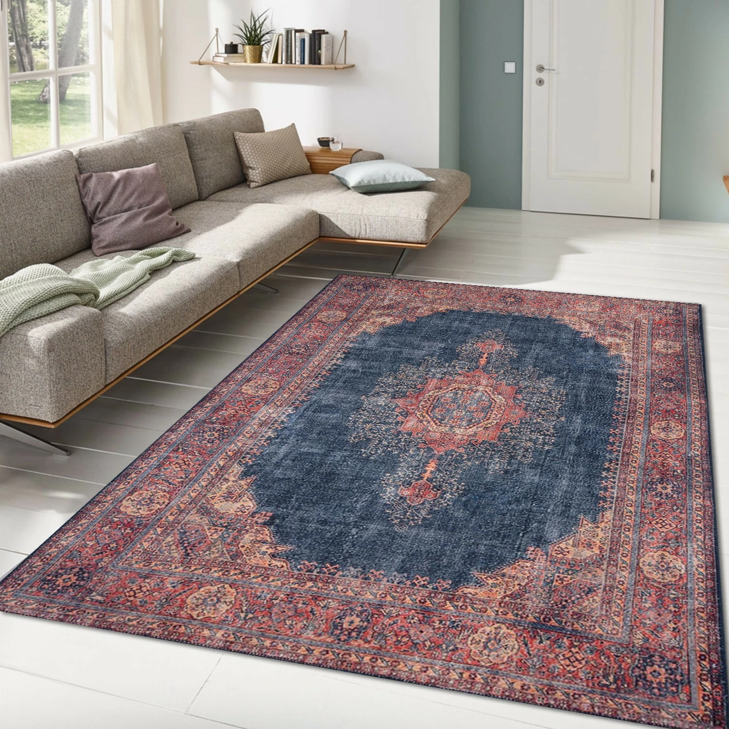 Qilim (210 x 310) Conceptum Hypnose, Blues Chenille - e kaltër e errët AL 26