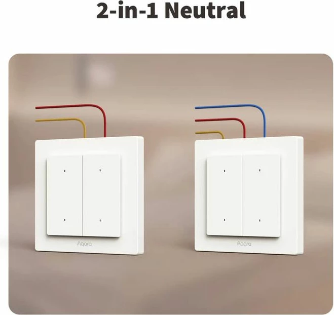Ndërprerës i mençur i dritës Aqara Light Switch H2 WS-K08D, 4 butona, 2 kanale, Matter/Thread + Zigbee, i bardhë