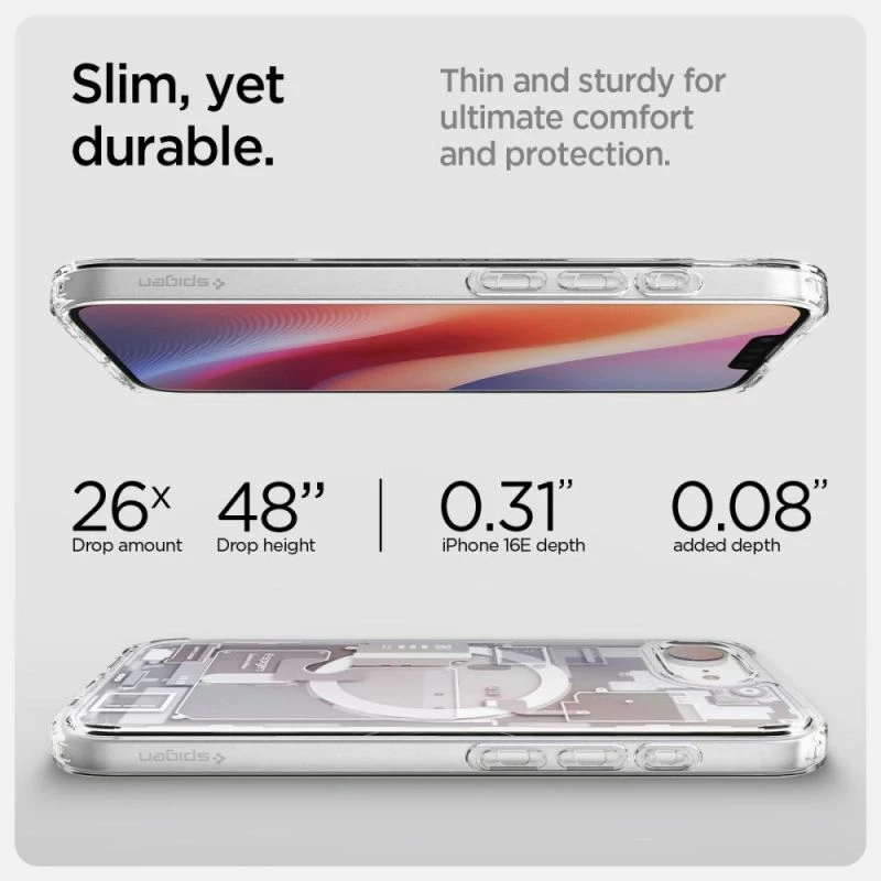 Mbrojtëse telefoni Spigen Ultra Hybrid MagSafe për iPhone 16E/17E, e bardhë