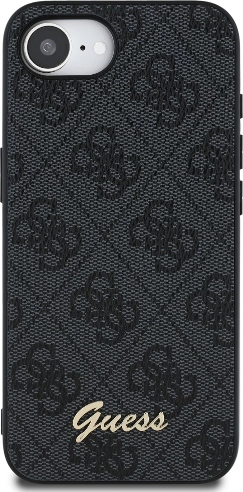 Mbështjellës, Guess, 4G Script Logo MagSafe, për iPhone 16e, hardcase TPU/PC, me MagSafe, i zi