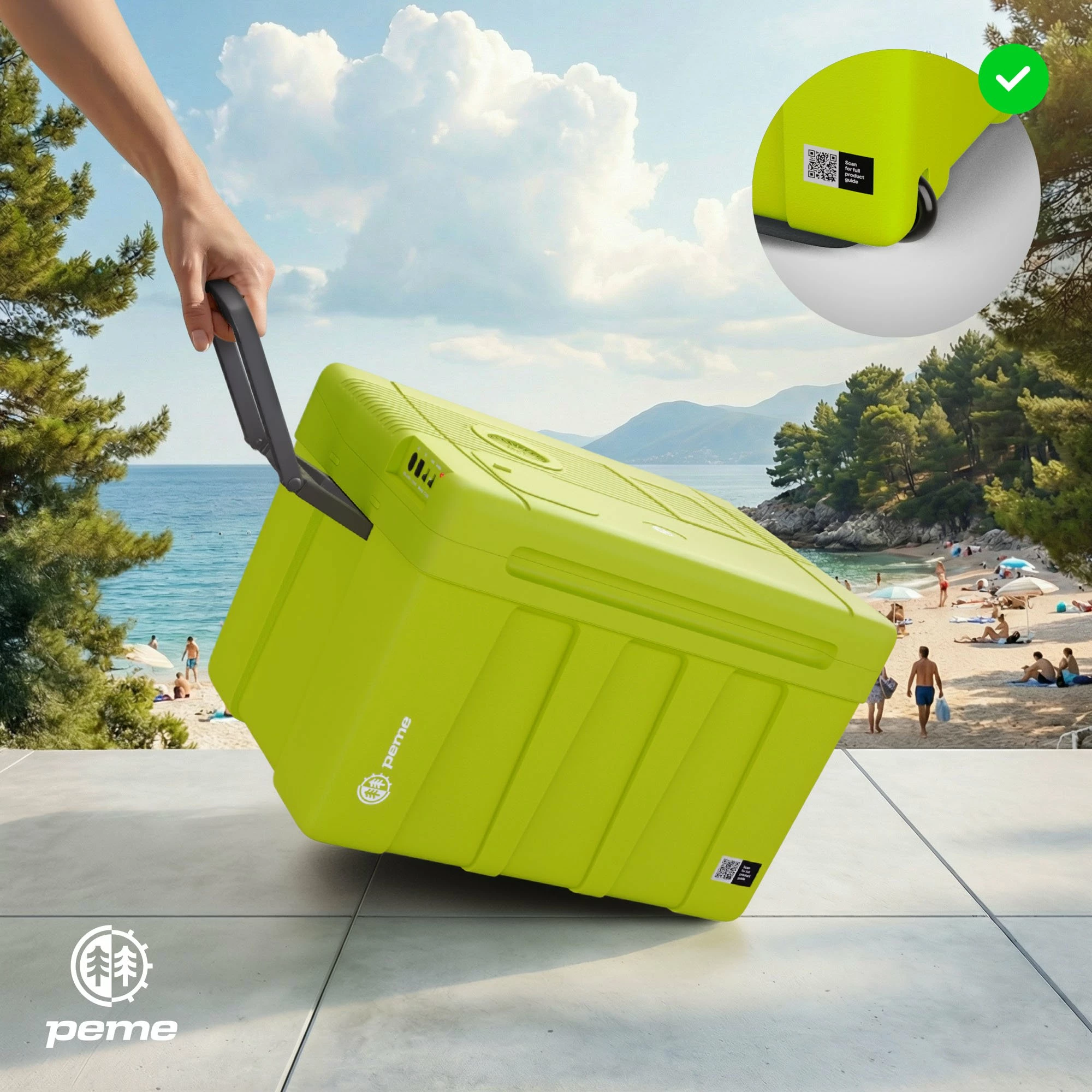 Frigorifer udhëtimi Peme Essential 46.5 L, ftohje/ngrohje, 12V/230V, i gjelbër