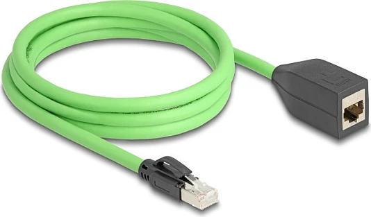 Kabllo rrjeti DeLOCK RJ45 Cat6A, zgjatues mashkull-në-femër 2 m, SF/UTP, PUR/TPU, e gjelbër