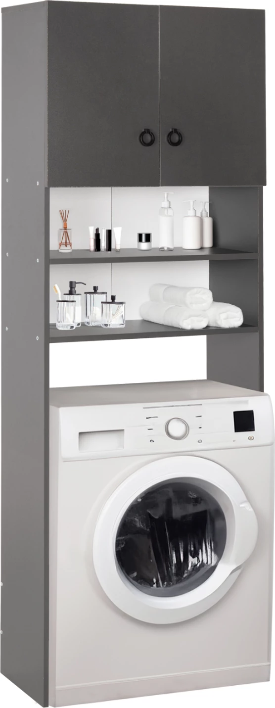 Kabinet me rafte për lavatriçe Terry FH9122.13, hiri, 64x29x181H cm