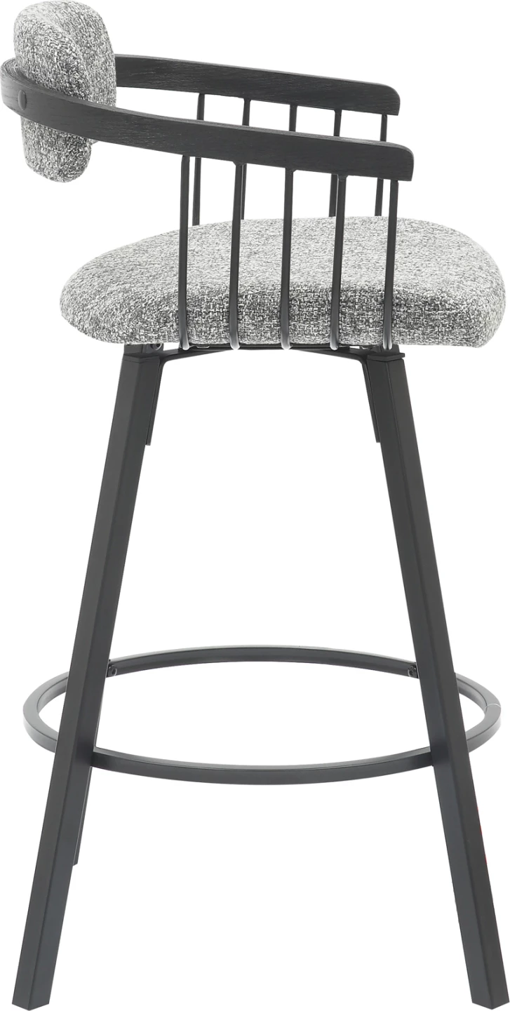 Karrige për bar rrotulluese LANG FH9990.02, kornizë metali e zezë, pëlhurë gri, 51.5x48.5x89.5H cm