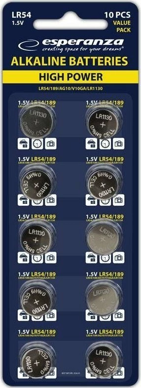 Bateri Esperanza LR54 alkaline 1.5V, 10 copë