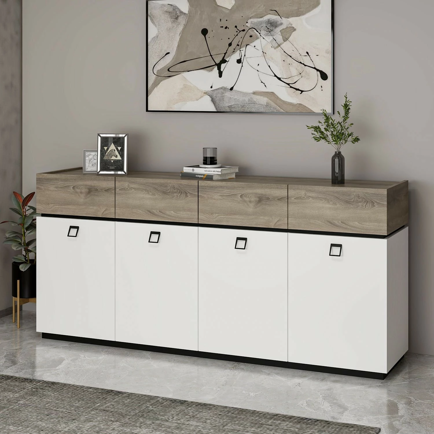 Konsol Skye Decor, Zara, e bardhë, e zezë