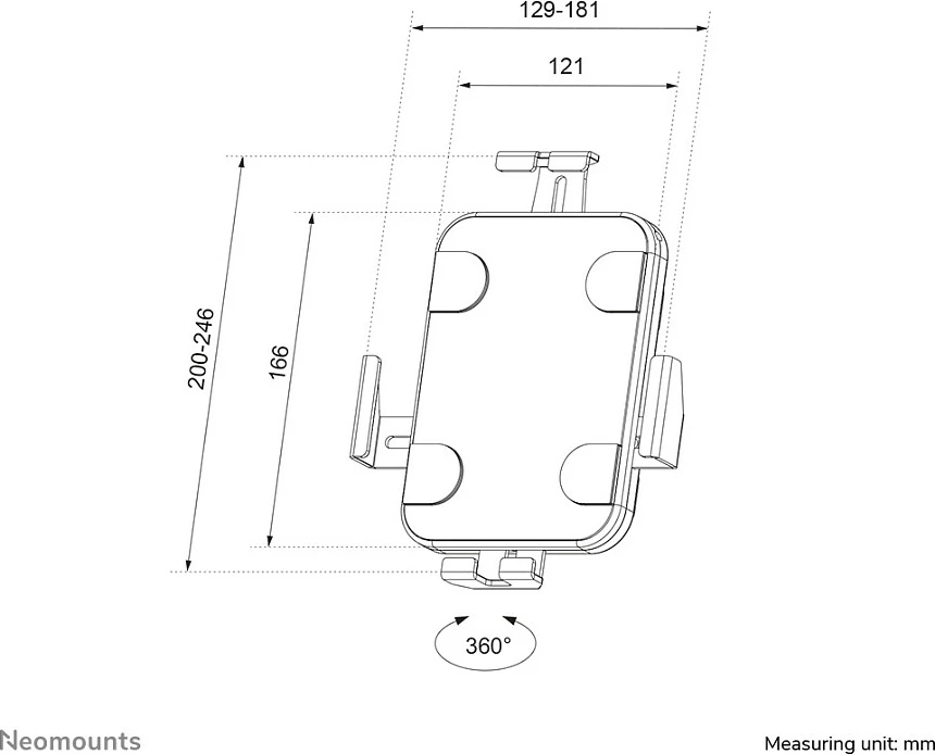Mbajtëse muri tablet Neomounts WL15-625BL1, 7.9-11 inç, e zezë