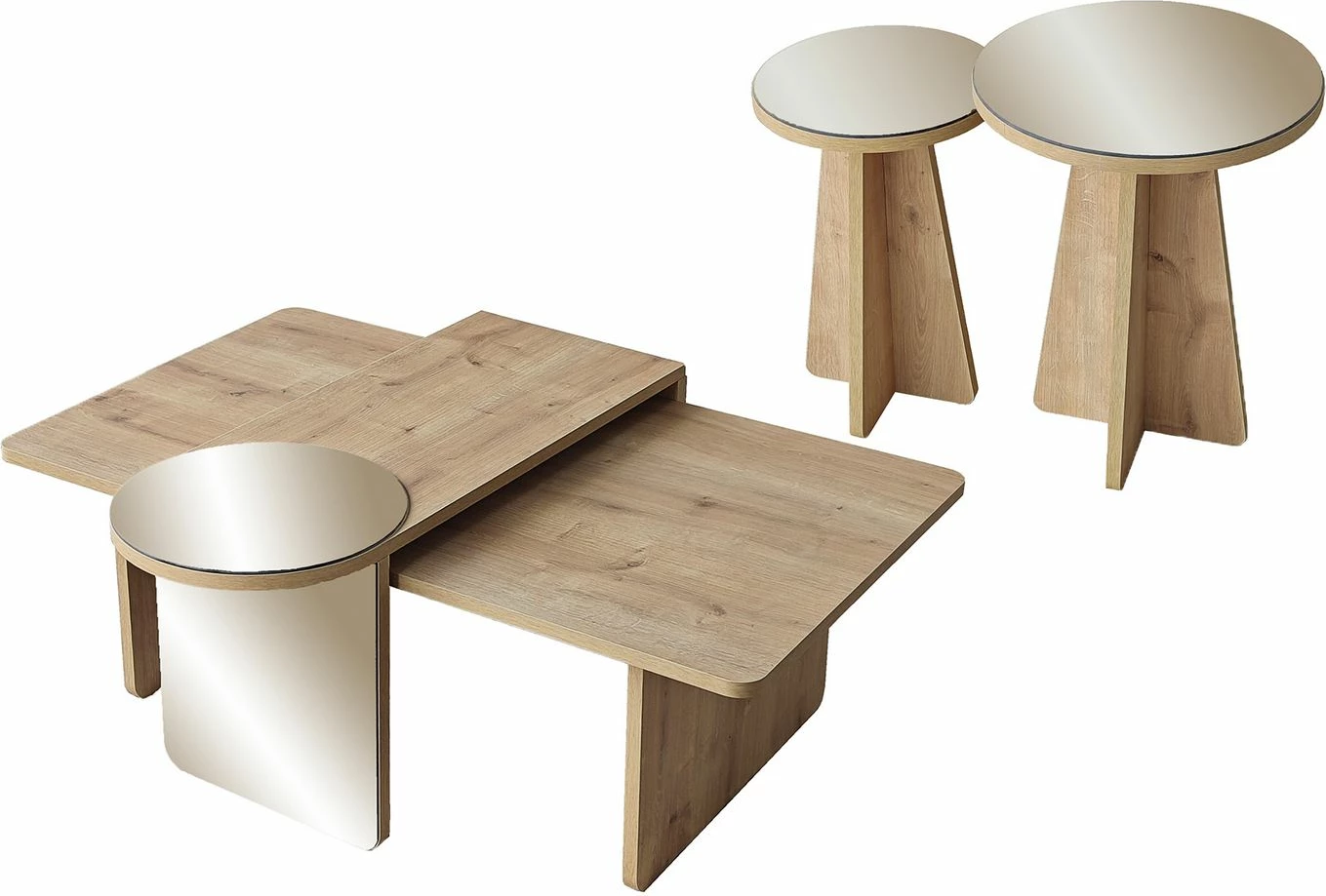 Set tavolinash kafeje Skye Decor, Luna 4, bronzie, lisi sapphire