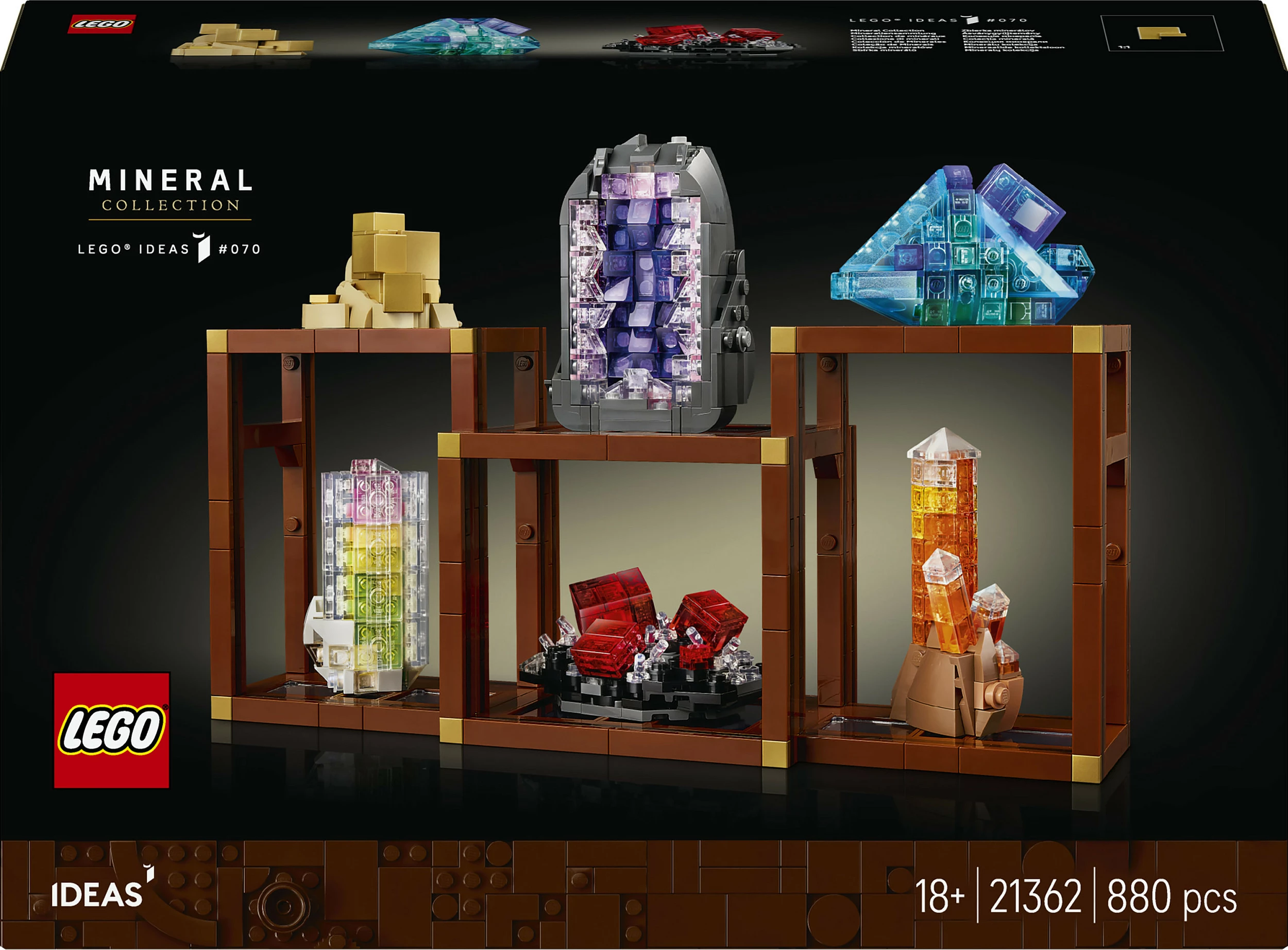 Set LEGO Ideas Mineral Collection 21362, 880 copë, 18+, shumëngjyrësh