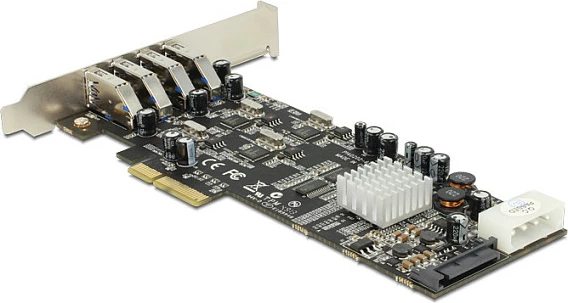 Kartë zgjerimi PCIe DeLOCK 89365, 4x USB 3.2 Gen 1 Type-A, 5 Gbit/s, low profile