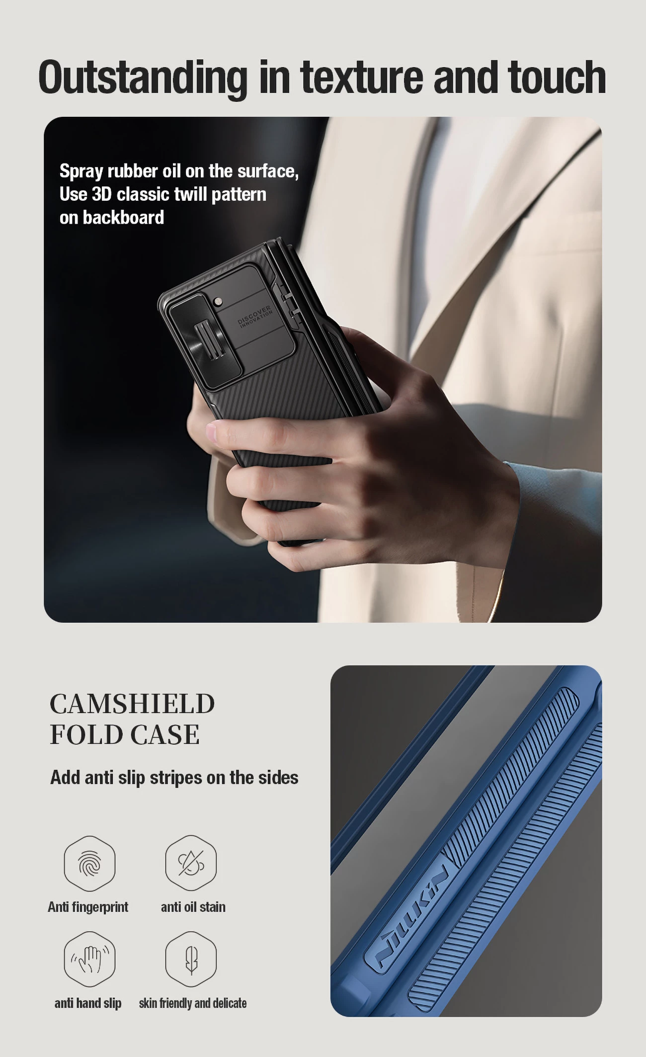 Mbështjellës Nillkin CamShield Fold Case për Samsung Galaxy Z Fold 5, me mbajtëse për stilolaps, e zezë