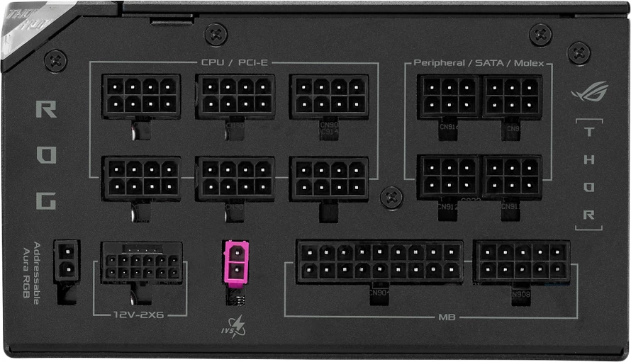 PSU ASUS ROG Thor 1200W Platinum III, ATX 3.1, 80 Plus Platinum, fully modular, e zezë