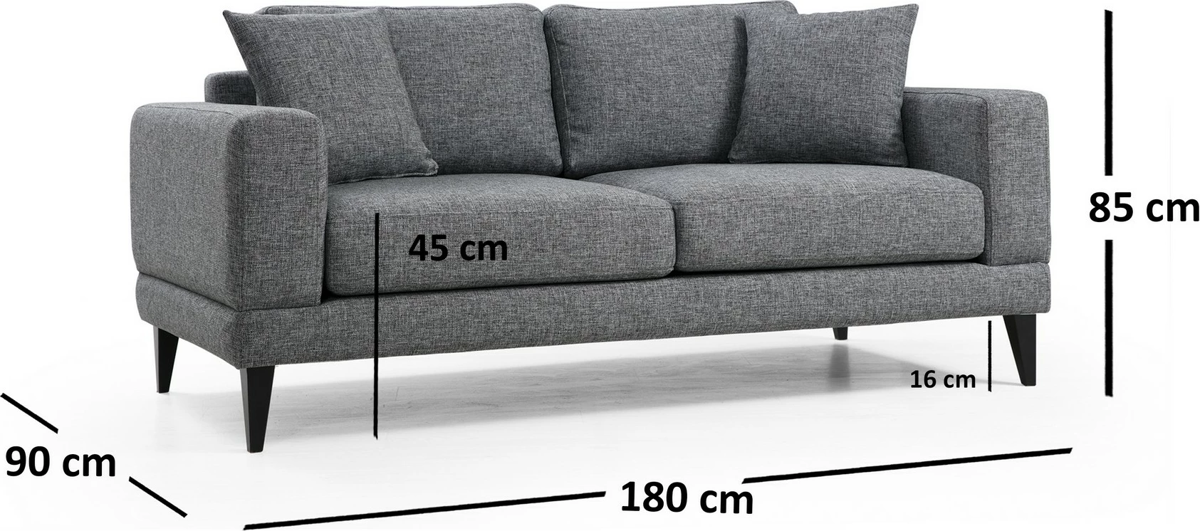 Divan dy ulëshe Atelier del Sofa, nordik, ngjyrë gri e errët