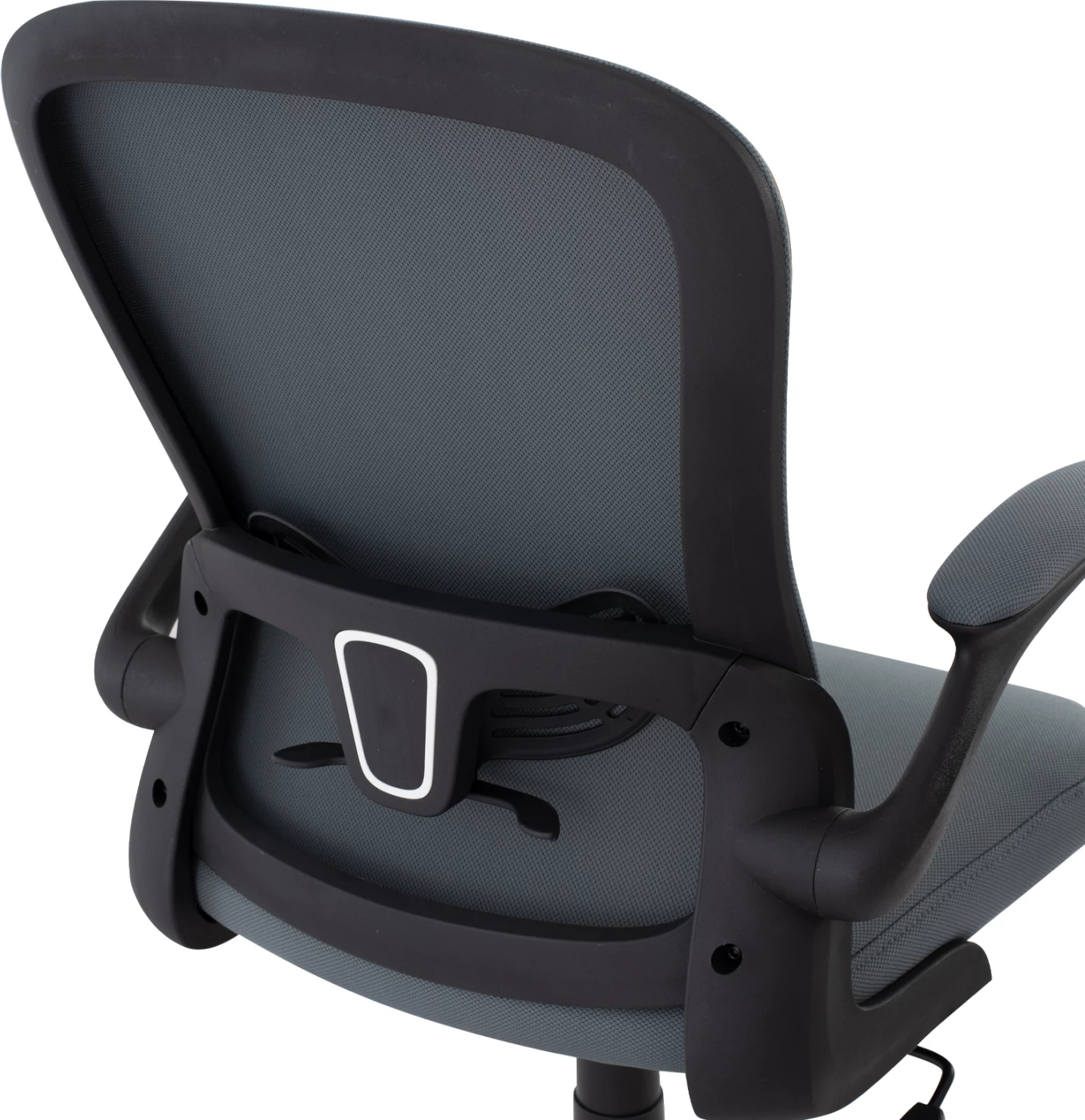 Karrige zyre FH1, kornizë e zezë, pëlhurë rrjetë gri, 60x56x105