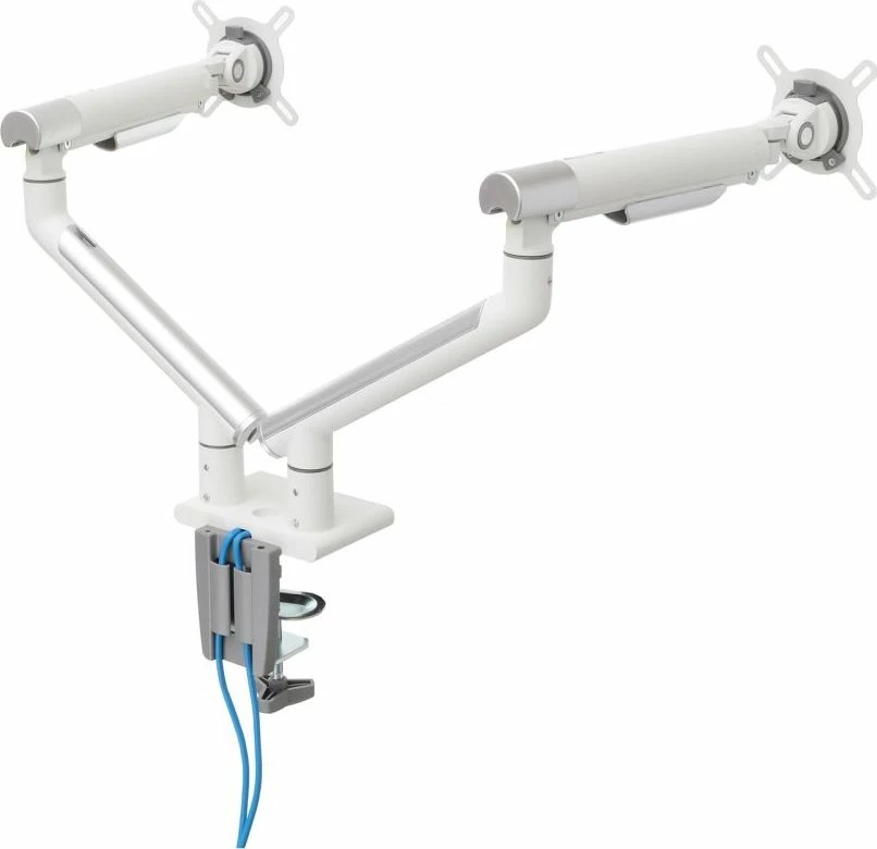 Mbajtëse monitori për tavolinë Art RAMM L-20GD, për 2 monitorë 17\"-32\", VESA 75x75/100x100, deri 9 kg, gas spring, e bardhë