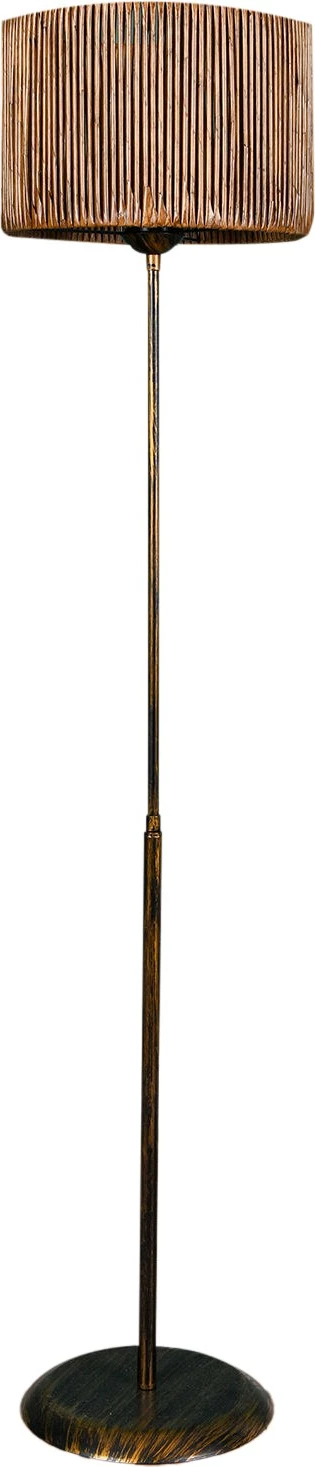 Llambë dyshemeje Opviq, Prove, trup metalik, kapak bambu i imituar, ngjyrë e zezë dhe ari rozë, 165cm