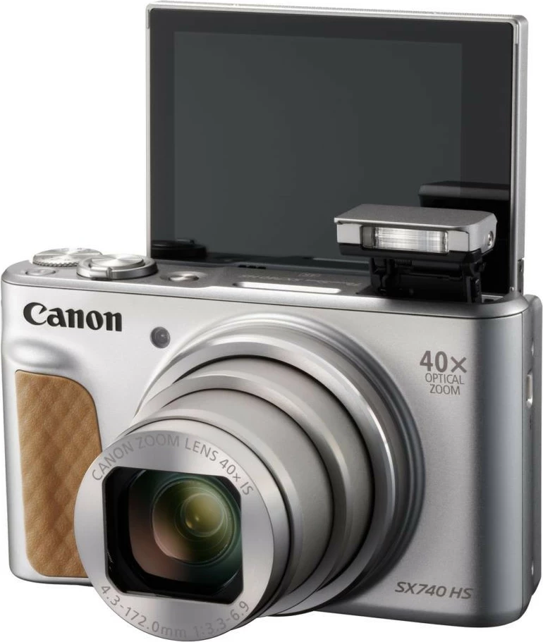 Aparat Canon PowerShot SX740 HS, 20.3 MP, Zoom optik 40x, 4K, Wi-Fi, Bluetooth, Srebrny