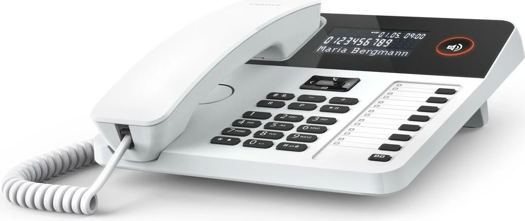 Telefon fiks Gigaset DESK 600, analog, 100 kontakte, Caller ID, i bardhë