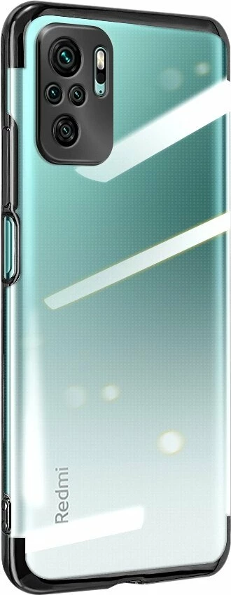 Mbështjellës Hurtel Clear Color 0.3mm për Xiaomi Redmi Note 10 5G / Poco M3 Pro, TPU, i tejdukshëm me kornizë të zezë