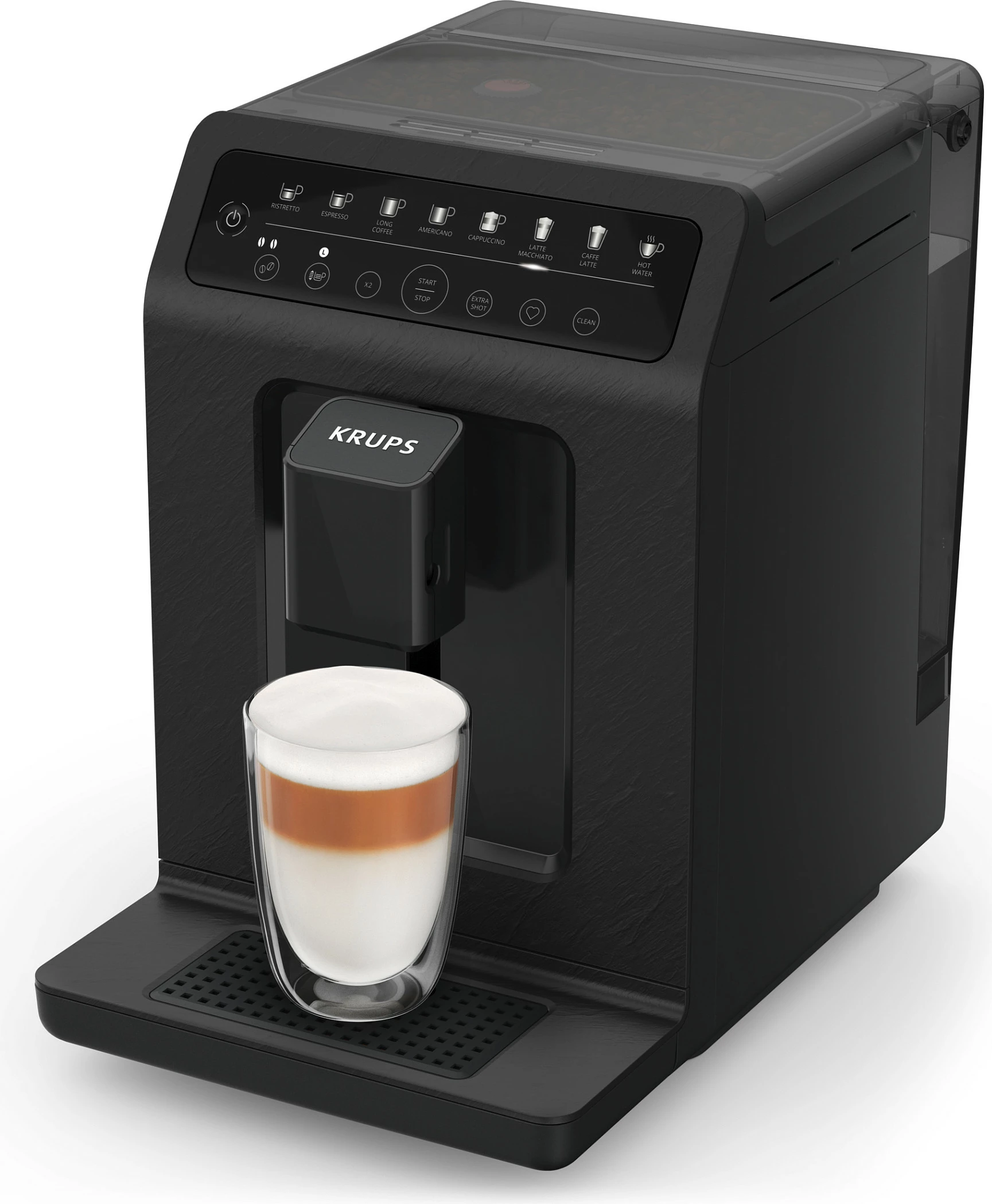 Aparat kafeje fully-automatik Krups Evidence ECOdesign, me mulli të integrum, 260 g, 2 filxhana, Slate